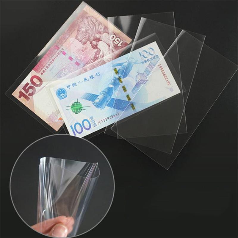 100Pcs/box Banknotes Holder Coin Album Storage Bag Box Photocards PVC Page Paper Money Botanical Specimen Collection Case Transparent Organizer