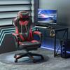 Gaming Chair, PU Leather Computer Chair, Home Office Chair with Footrest, Lumbar Support and Headrest, Red
