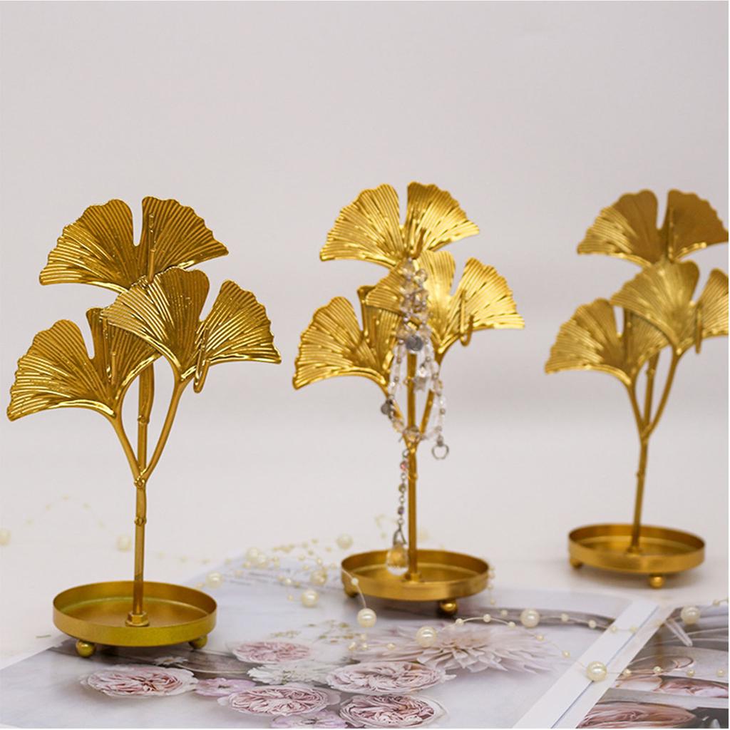 Leaf Shape Iron Jewelry Display Rack Stand New Style Earrings Necklace Bracelet Organizer Storage Holders Desktop Decor