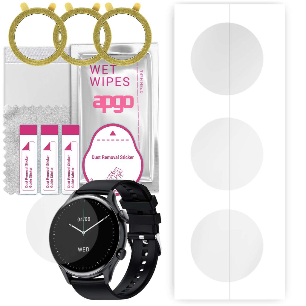 3x Apgo Hydrogel Screen Protector for Niceboy Watch GTR, Hydrogel Film, with Positioning Layer Easy Installation