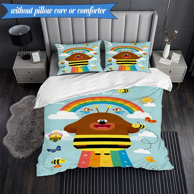 Bee's Rainbow Adventure 3pcs K-pop music group Bedding set,Ideal for Bedroom, Dormitory,Including Duvet Cover And 2pcs Pillowcases,Fan gifts