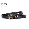 Women Belt Adjustable Multi Holes Design Thin Belt Faux Leather Pin Buckle Belt Solid Color Jeans Pants Belt Costume Accessories