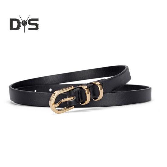 Women Belt Adjustable Multi Holes Design Thin Belt Faux Leather Pin Buckle Belt Solid Color Jeans Pants Belt Costume Accessories