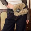 PU Leather Furry Waistband Patchwork Heart Y2K Waistband Simple Plush Belt  Daily