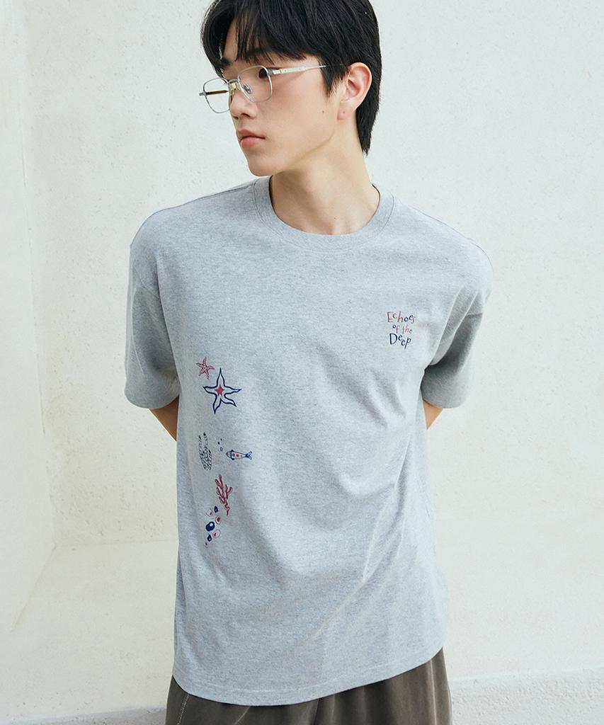 GAKKAI UNIONS Starfish Ocean Short Sleeve T-Shirt Gray