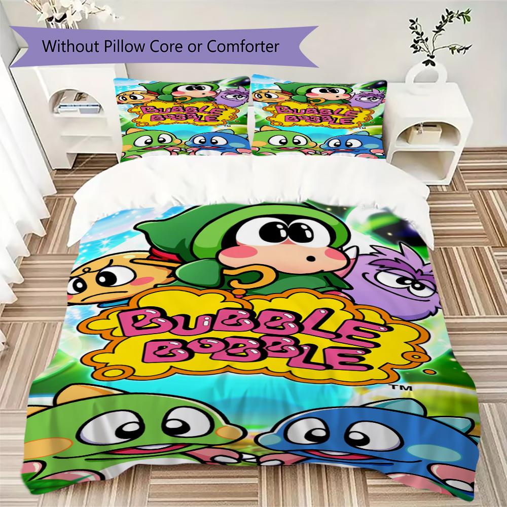 Bubble Bobble Pattern Bedding,Quilt Set Quilt Cover Pillowcase Home Birthday Gift(1 * duvet cover + 2 * pillowcase, without core)_lx