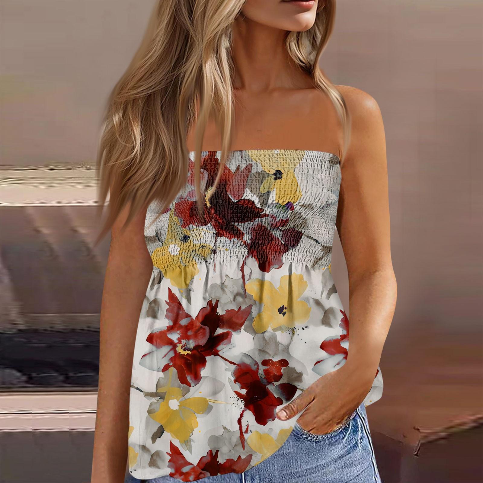 

Топы-трубы для женщин, милая сексуальная футболка без рукавов с открытыми плечами и принтом S красный