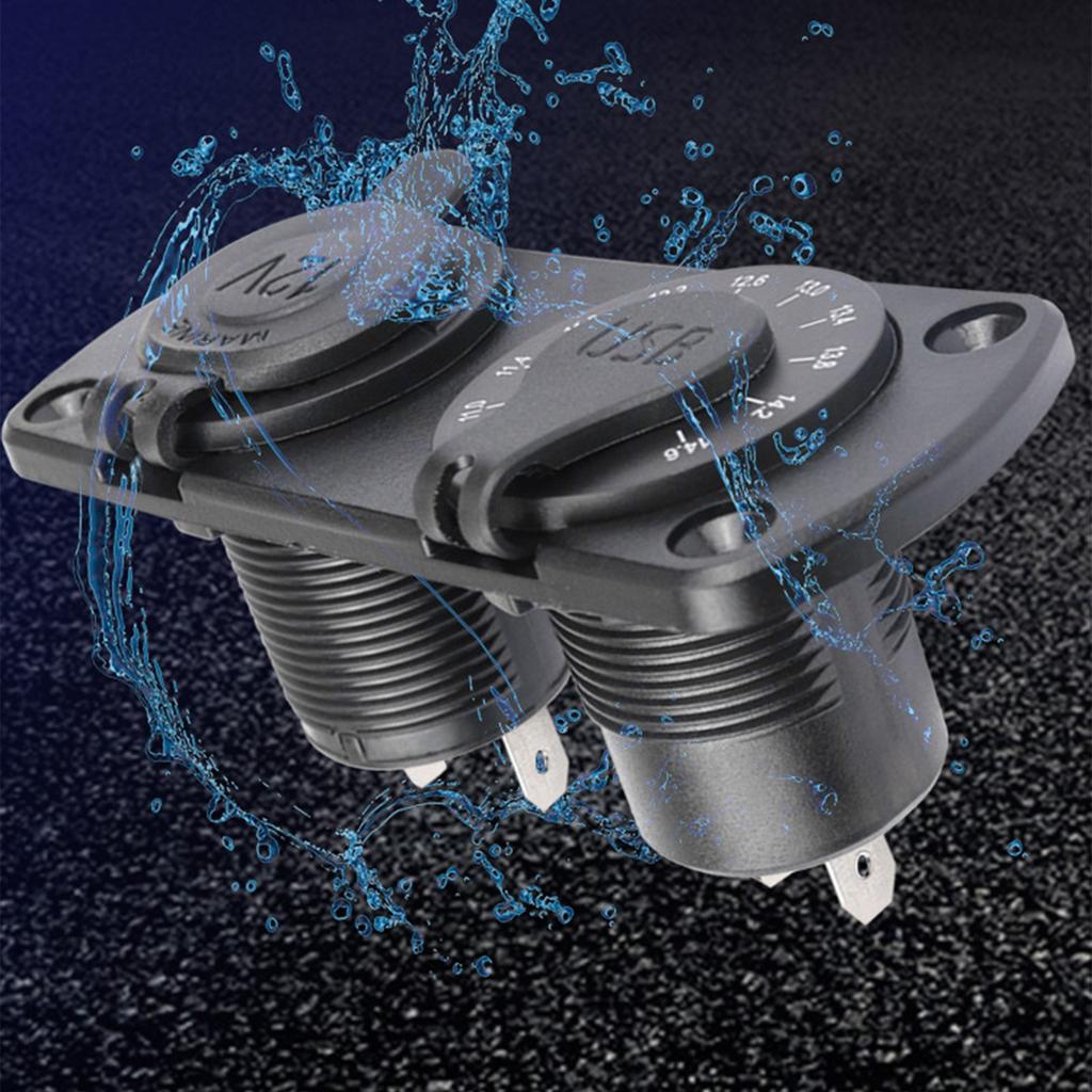 Waterproof Double USB A 4.8A Charging Panel for Vehicles and Boats with Real Time Voltage Display and Safety Functions