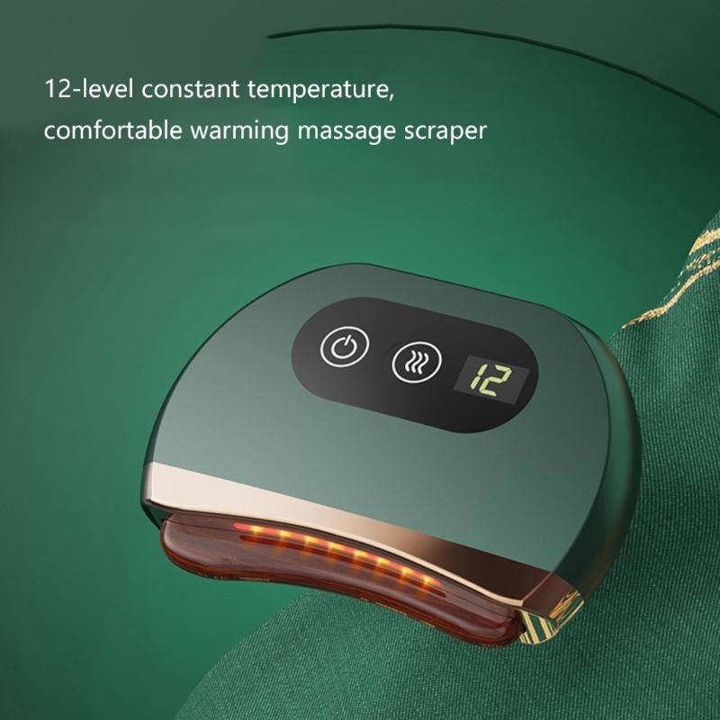 Electric Guasha Massager with Built In Heating System and Multiple Frequency Vibration for Face & Body Wellness Therapy