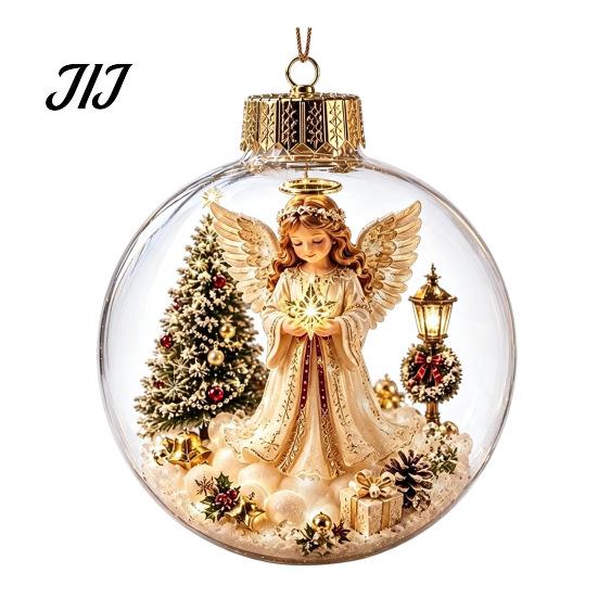 Decorative Ornaments for Home Christmas Story Ornament, Acrylic Hanging Angel Santa Claus Festive Party Supplies Candy House Designs, Ball Shape