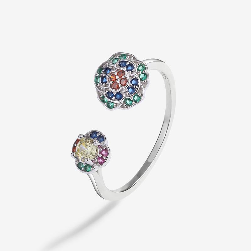 

Роскошное женское кольцо «Французская камелия»: Красочный открытый дизайн с нишевым высококлассным ароматным стилем драгоценных камней Adjustable Open