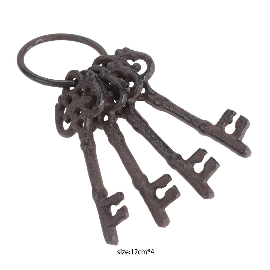 1pc Vintage Cast Iron Key Rings Ornaments Heavy Duty Metal Keys Chain Rustic Skeleton Antique Decor Bar/Home/Restaurant Wall