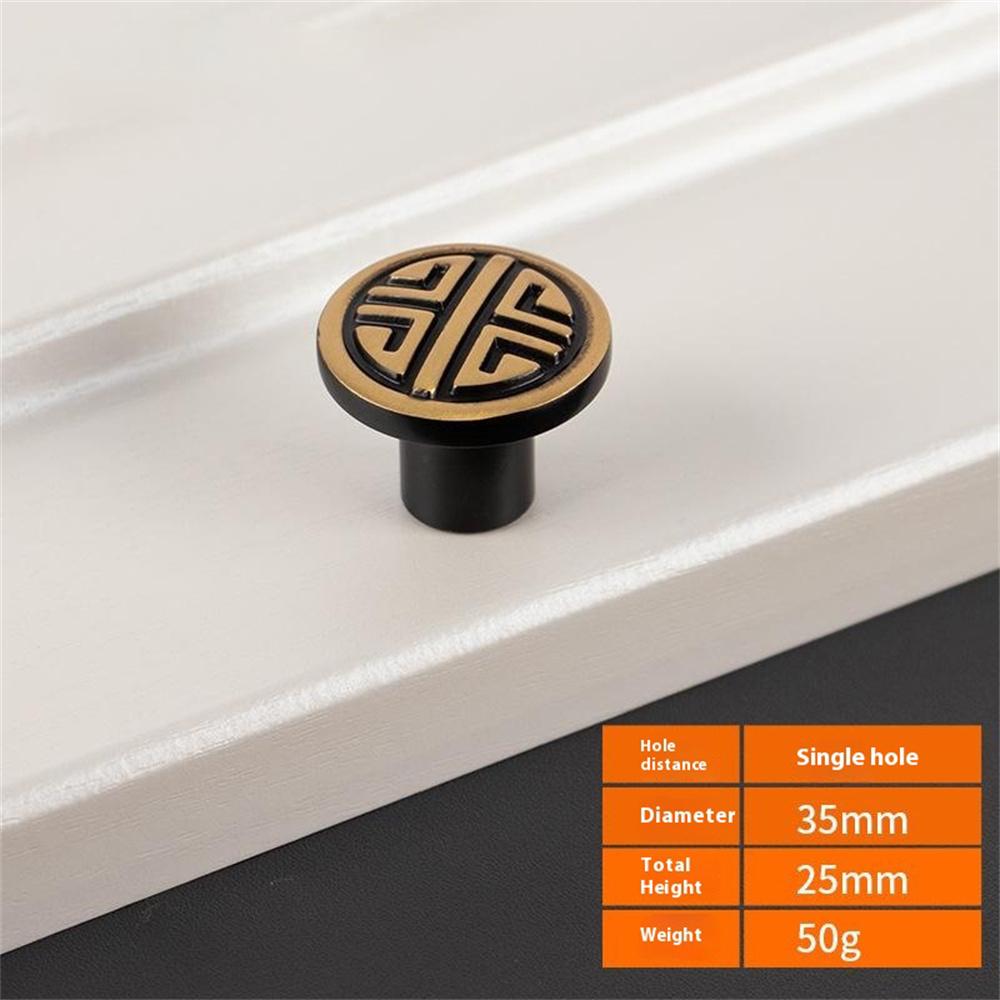 BR71 Brass Cabinet Handles 35 x 25mm New Chinese Style Single Hole Round Drawer Pull Knobs for Wardrobe