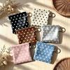 Pu Leather Spring-Loaded Polka Dot Coin Purse With Key Ring Compact Design For Storing Coins Cards Keys Daily Use
