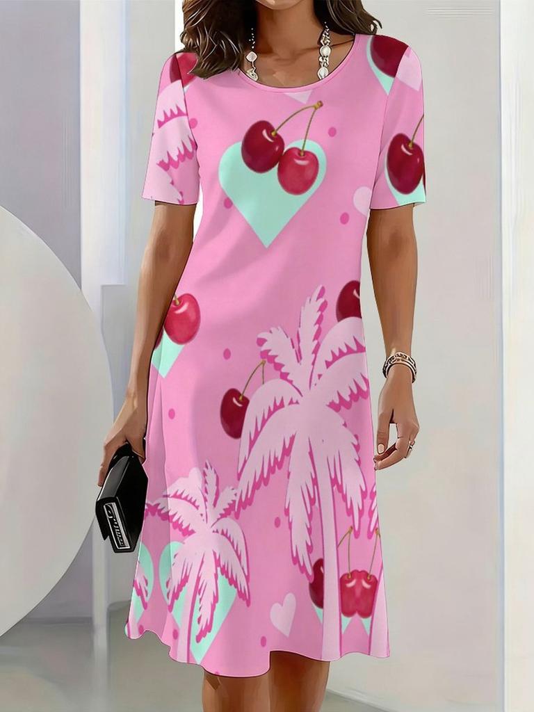 New Summer Mid-length Dress 3D Printed Design Casual for Outings and Parties