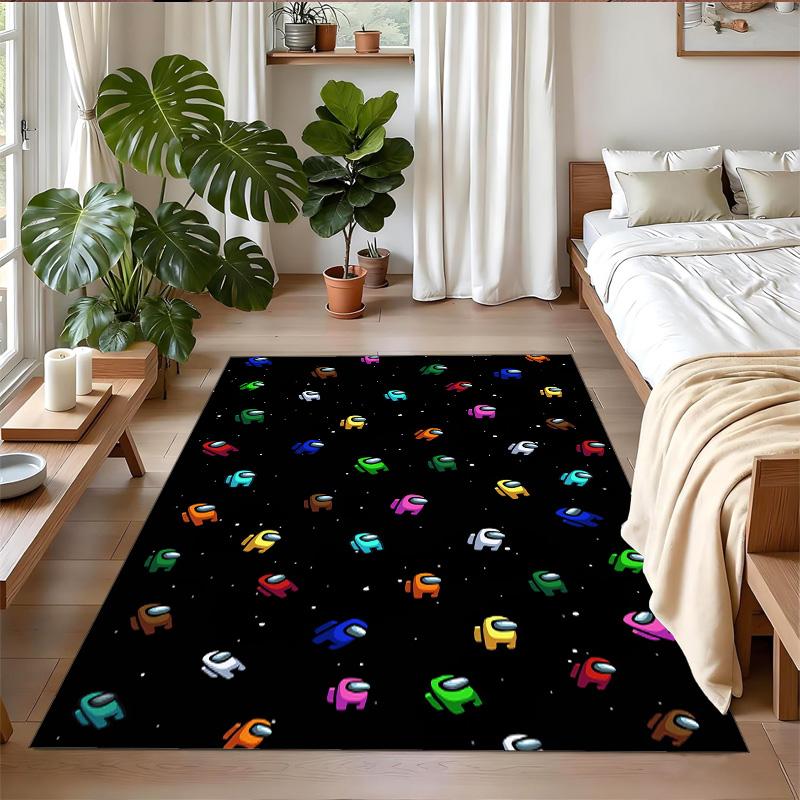 Tappeto in Peluche di Velluto Cristallo Stampa Among Us Anti?Indumenti da notte?Tappeto da Pavimento Resistente per Decorazione Domestica Interna