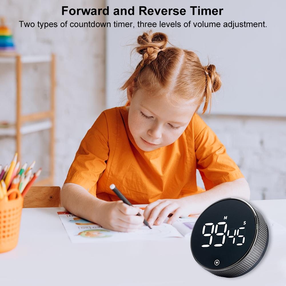 Digital Magnetic Countdown Countup Timer 3-level Volume Adjustment Shower Study Stopwatch for Classroom Cooking Baking Teaching