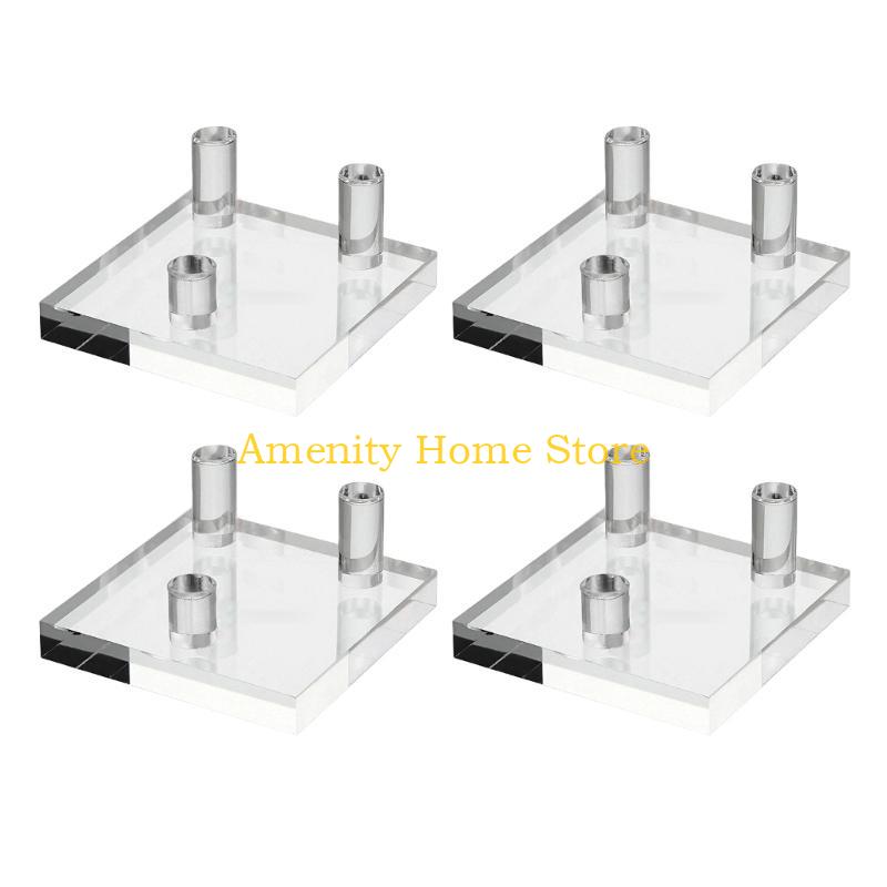 F26C Pack of 4 Acrylic Display Cradle for Artwork and Pottery Minerals Storage Rack Elegant Artifacts Presentation Stand
