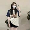 2025 College Style Striped Long-Sleeve Korean Round Neck Loose T-Shirt for Women