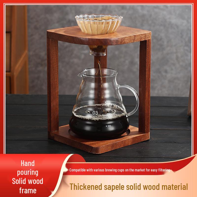 Sand Birch Solid Wood Pour-Over Coffee Stand with Filter Holder and Cloud Pot - Home & Commercial Use