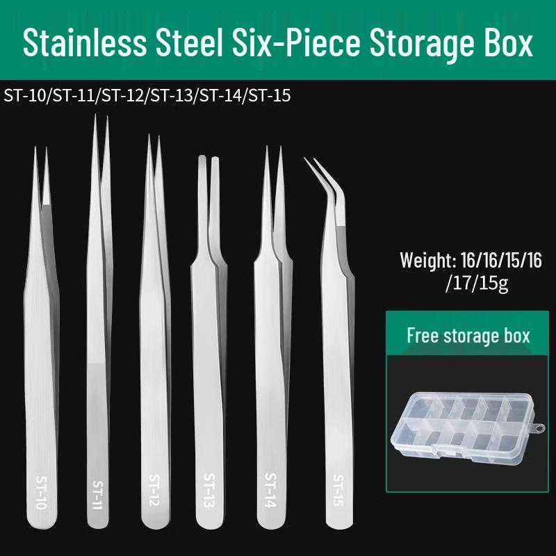 Bao Lian Anti-static Stainless Steel Tweezers - Bent Tip & Fine Pointed Tip for Precision Bird's Nest Hair & Blackhead Removal