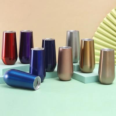 Mini 6oz Eierschalenbecher Innen und Außen 304 Edelstahl Isolierbecher Weinglas Vakuum U-förmig Isoliert Champagnerbecher