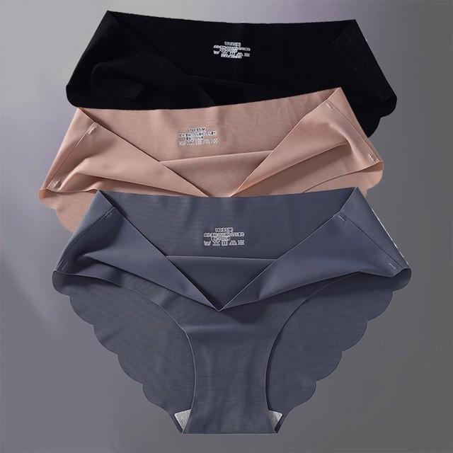 Buy 2 Take 1 FINETOO Seamless Panties for Women M-XL Low Waist Briefs Ladies Soft Lingerie Sexy Wavy Edge Underpants Women's Underwear