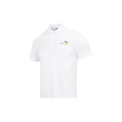 Solid Color Logo Print Breathable Casual Polo Shirt Men Tops White 678011-02