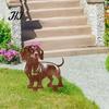 Dackel Gartenstecker Metallstab, Rostige Tier Silhouette Dekorative Hof Hund Dekoration Kunst für Außen Rasen, Weg, Terrasse, Blumenbeet Rustikales Schild