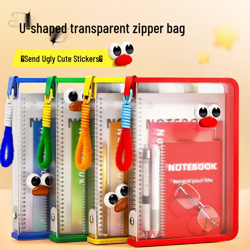 A4 Transparent PVC Zipper Handheld Document Pouch