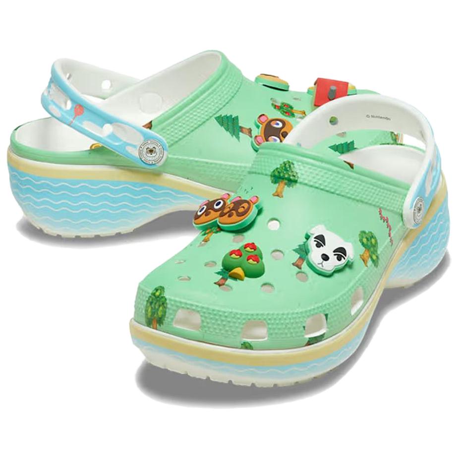Crocs Nintendo X  Classic Platform Clog Animal Crossing Unisex Sneakers Green Multi 210101-90H