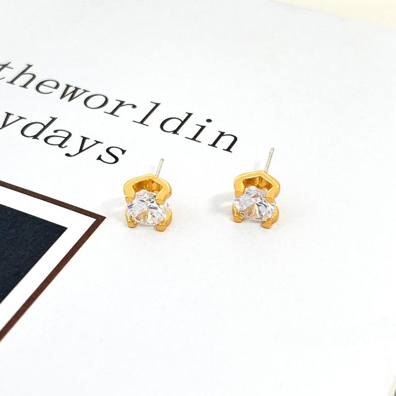 Manufacturer S Supply Fashion Square Zircon Niche Earrings High-End Spot золотой