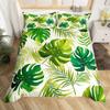 Dark Green Boho Duvet Cover Tropical Botanical Bedding Set Abstract Mid Century Palm Leaf Comforter Covers Plant Home Room Decor