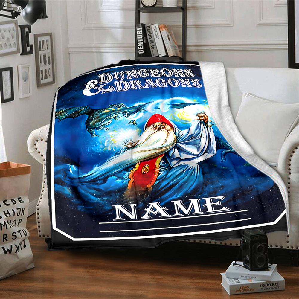 Customiz Name Personality Dungeons & Dragons (4) Blanket Soft &Warm Sofa Office Bed Travel Lunch Break Blanket, Gift Suitable for All Seasons