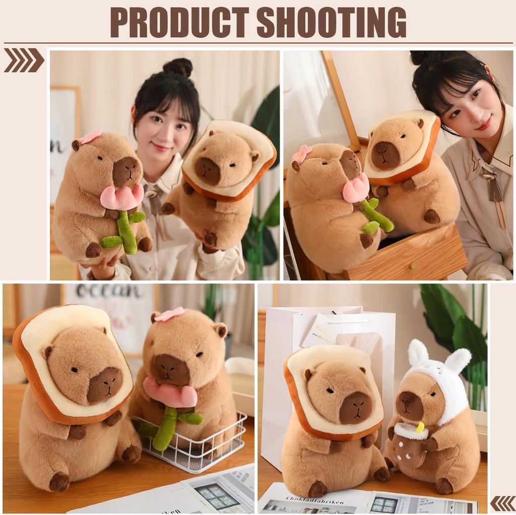 Capybara Plush Toy, Cute Stuffed Animals Kawaii Capibara Plush Pillow Christmas Birthday Easter Valentine's Day Gift for Kids Boys Girls 12"