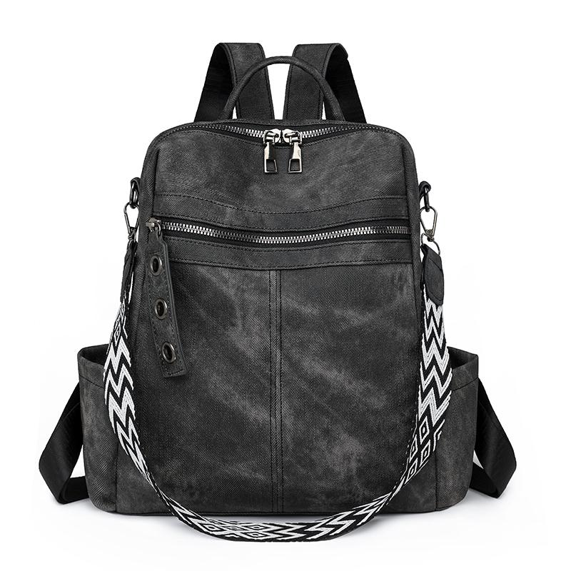 Mochila PU para Mujer Mochila de Gran Capacidad Bolso de Hombro Multifunción