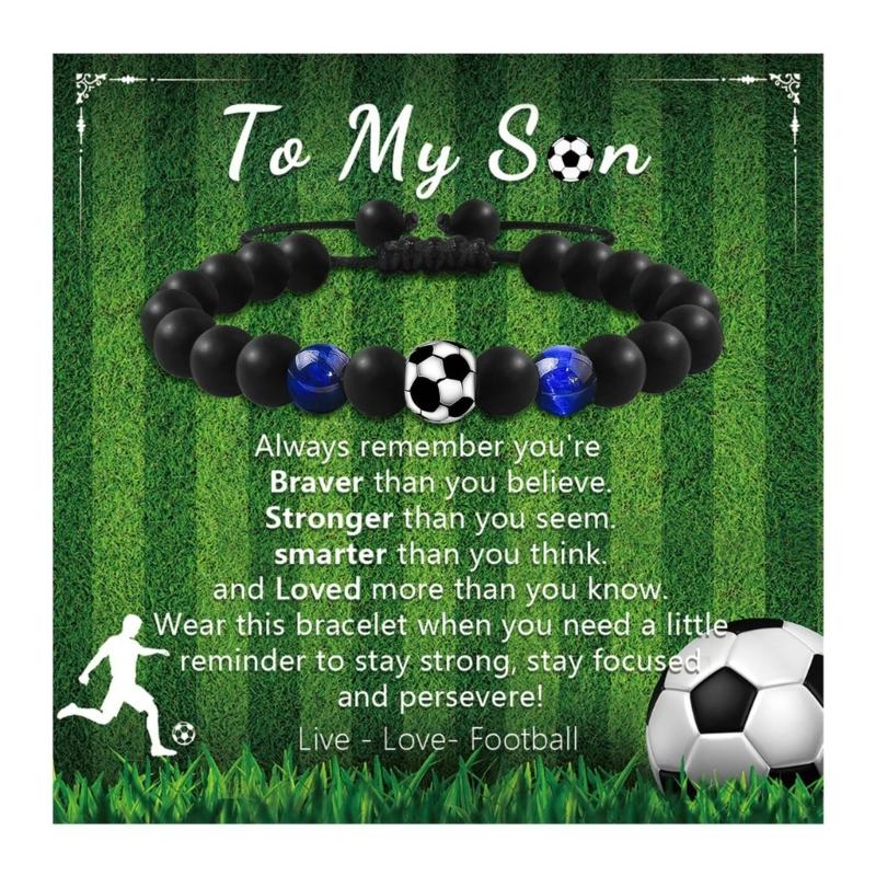 Stretchy Football Fan Bracelet Colored Glass Beads Elastic Rope Comfortable Design Sports Theme Jewelry Accessory