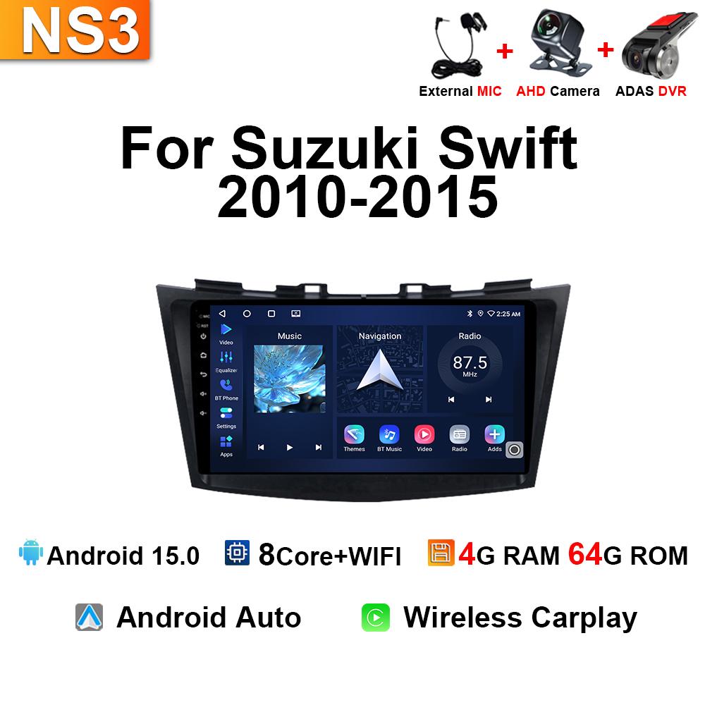 For Suzuki Swift 4 2010 2011-2015 Android 15 Auto CarPlay Car Radio GPS Multimedia DSP Video Player Navigation IPS Touch Screen