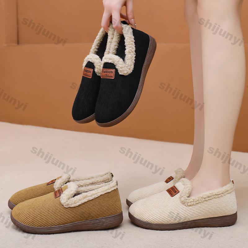 Women's Short Boots Winter Plush Thickened Warm Outdoor Non Slip Snow Boots Lightweight Comfortable Slip On Cotton Shoes