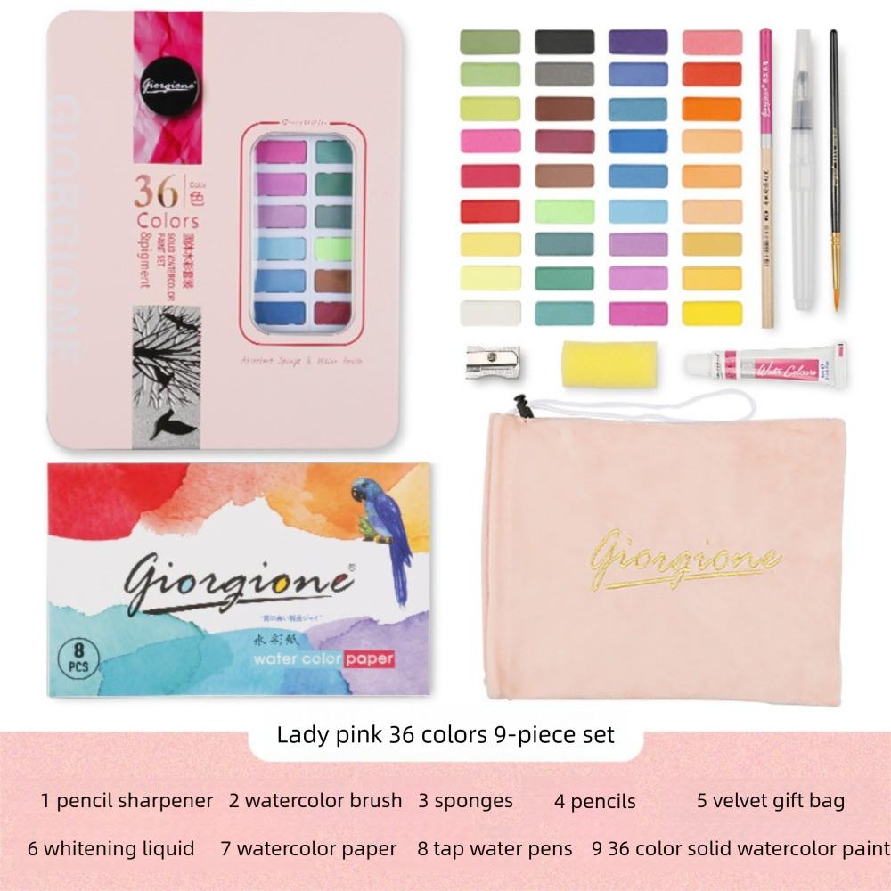 

Набор акварельных красок 36/48 цветов с коробкой и кистями для рисования, подарки, набор акварельных пигментов, детские игрушки для рисования