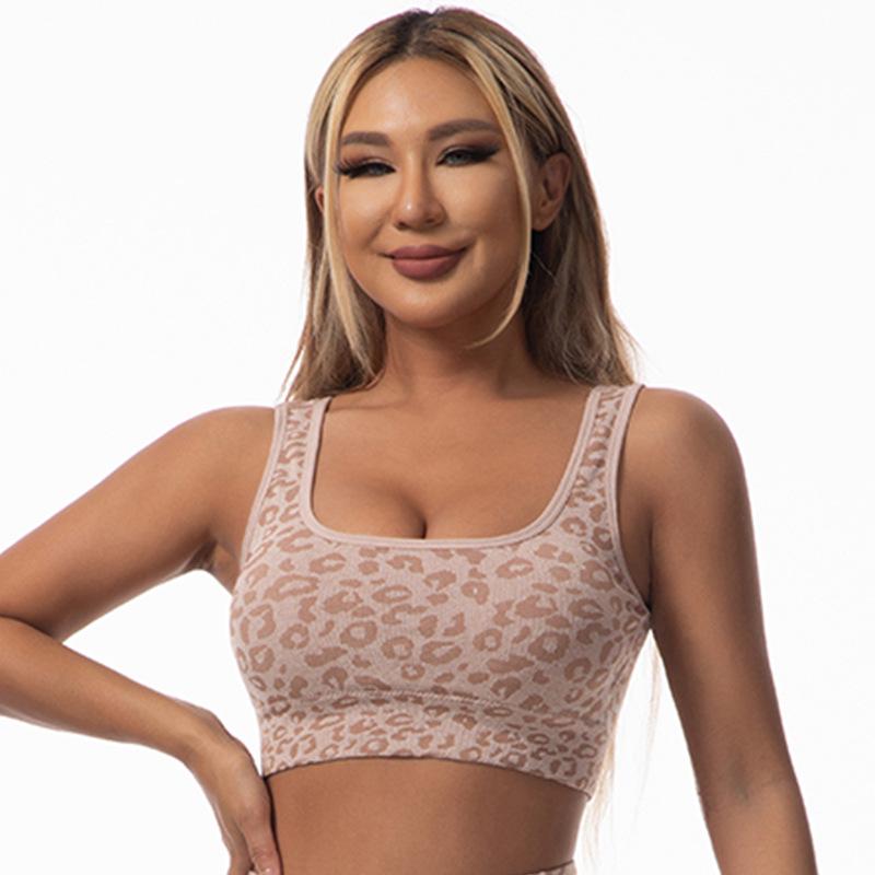 High-Waisted Leopard Print Tummy Control Yoga Set with Peach-Effect Tank Top