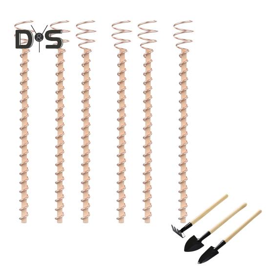 Electroculture Plant Stakes Copper Gardening Antenna Stakes Spiral Copper Wire On Wooden Stakes for Electroculture Plants Fruits Vegetables Growth