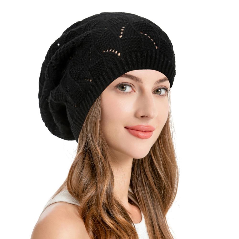 Hollow Out Winter Knitted Hat Twist Crochet Female Berets Fashion Pullover Cap  Winter