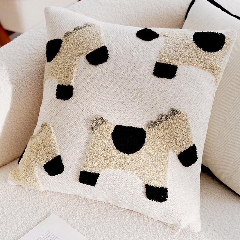 45x45CM Nordischer Einfacher Kissenbezug zum Überwerfen Bestickt Plüsch Niedliches Tier Sofa Kissen Lendenkissen Heim Dekoration Kissenbezug