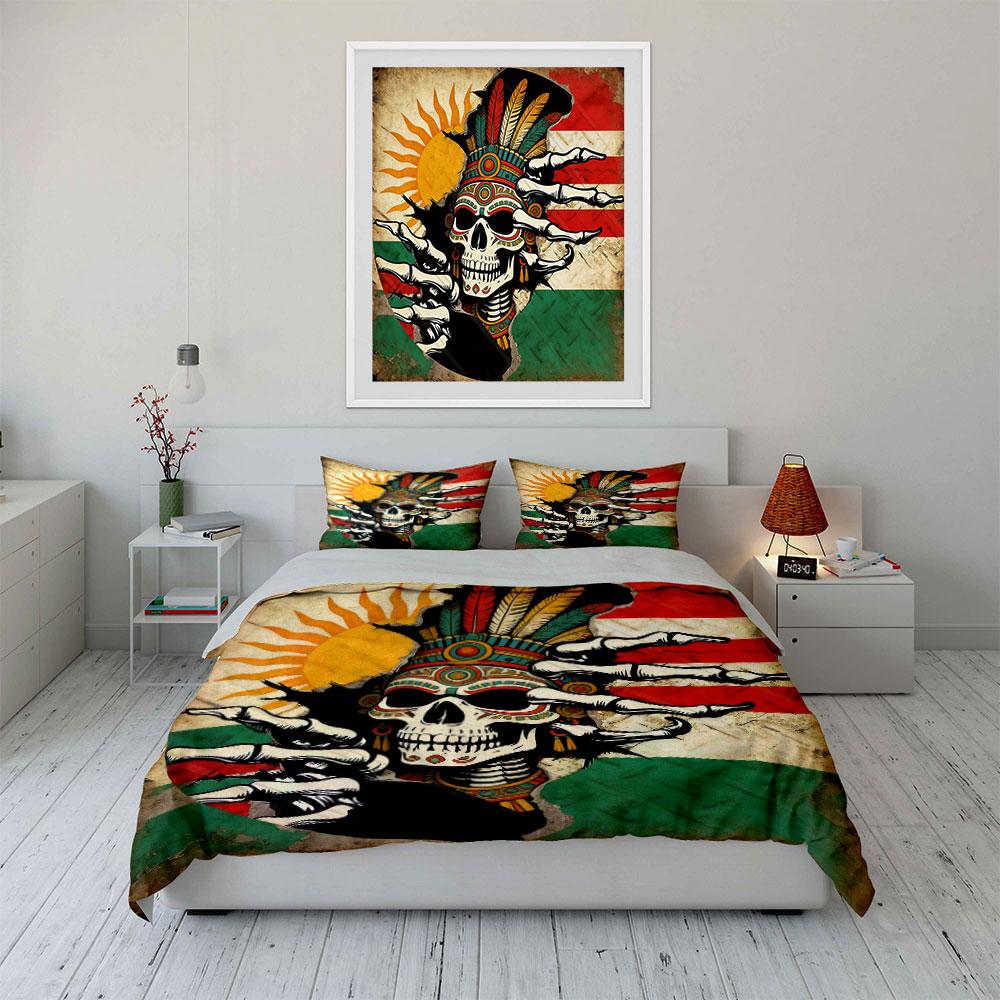 Skull Design Three-Piece Set Soft Comfortable Duvet Cover Bedding Set Included 1*Duvet Cover & 2*Pillowcases, Gift