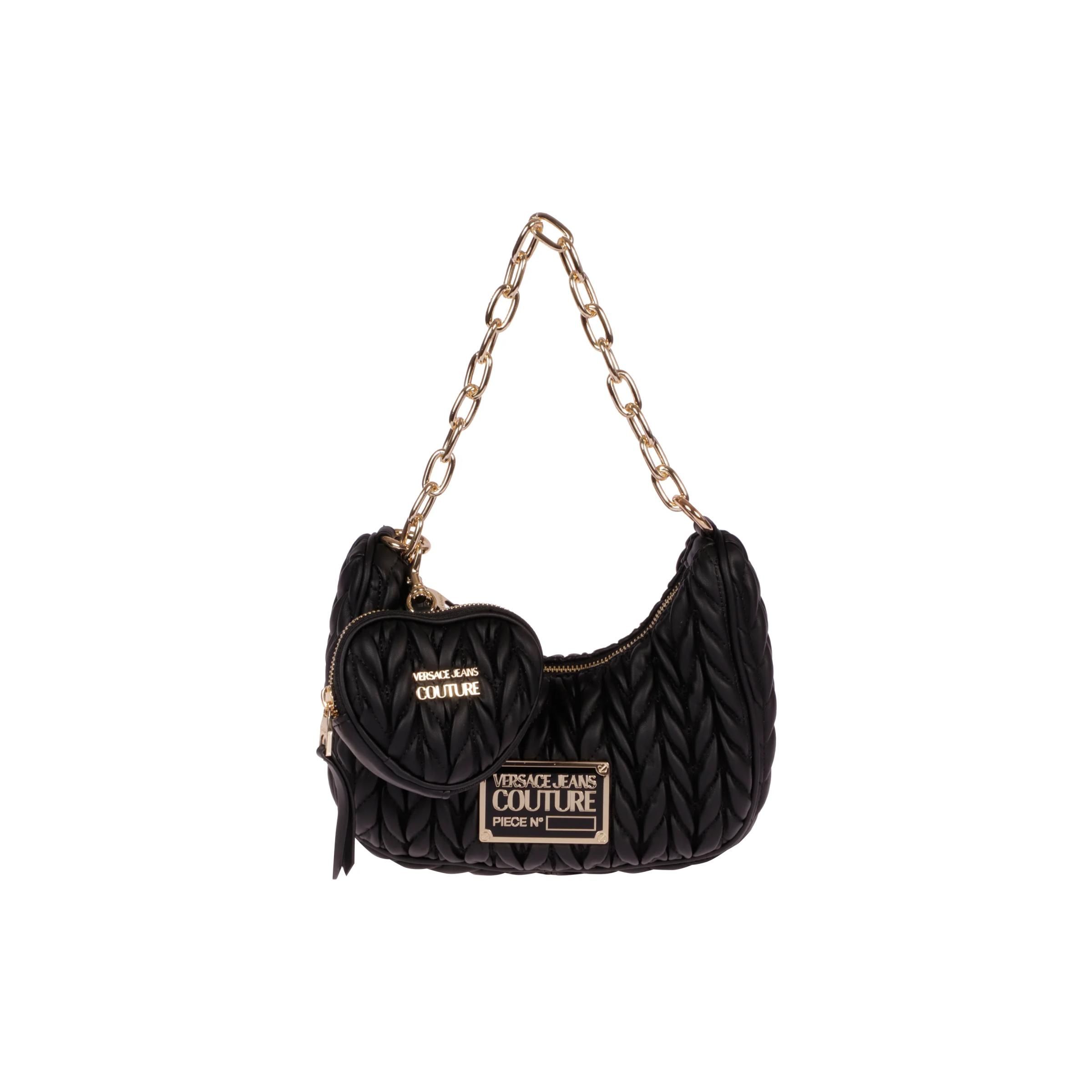 Versace Jeans Couture Gold Chain Quilted Detachable Heart Polyester Wallet Handheld Shoulder Bag Women bags Black 73VA4BO1-ZS409-899 Basic Set BagDust Bag 27590₽