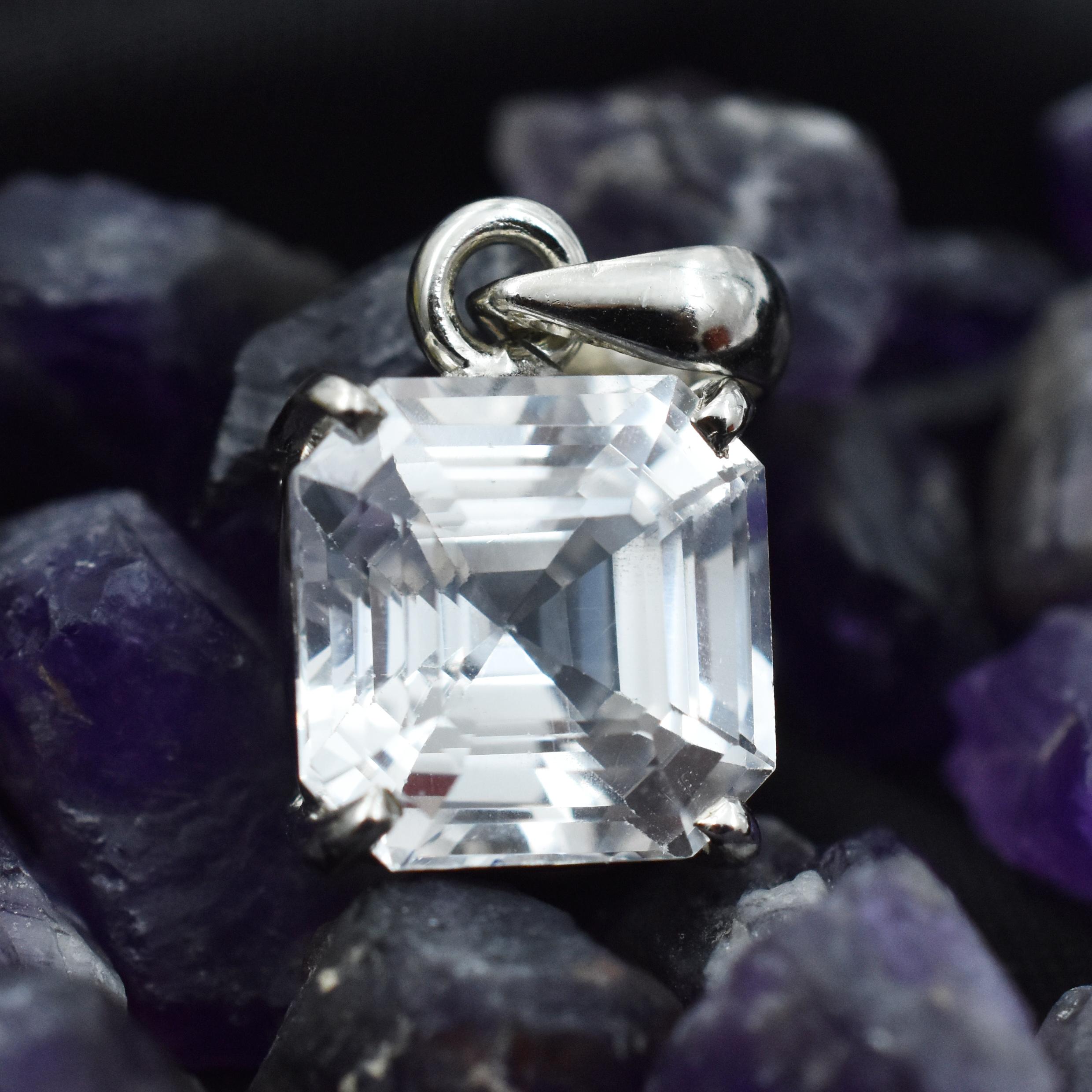 

Sapphire 25 Ct Silver White Square Cut Natural Pendant Loose Gemstone CERTIFIED AR-3645-Sa