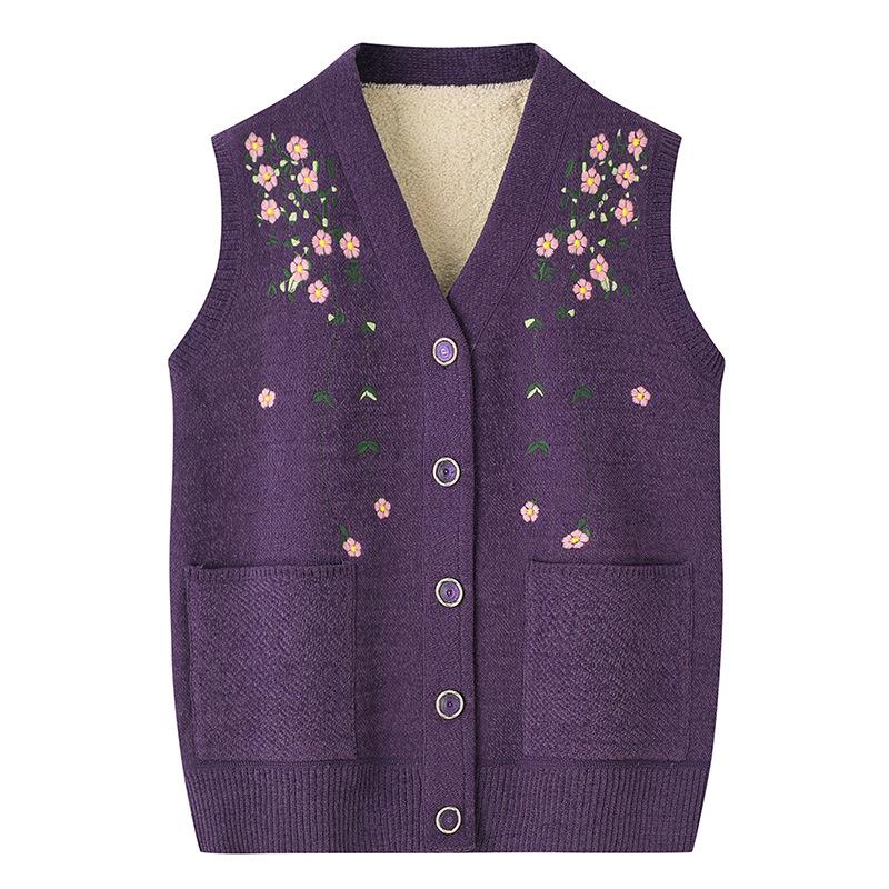 

Женский жилет без рукавов свитера женский осенний трикотаж кардиган верхняя одежда цветочный принт винтажная одежда XXXXXL фиолетовый