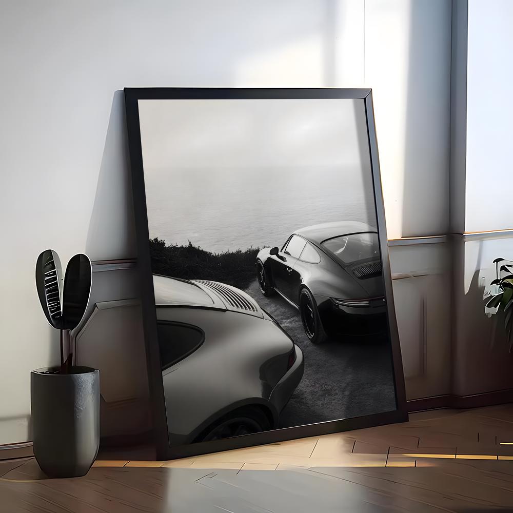 Black white Luxury Sports Car  Painting Calligraphy Premium Cotton Canvas Wall Art Poster HD Scratch Resistant Perfect Gift