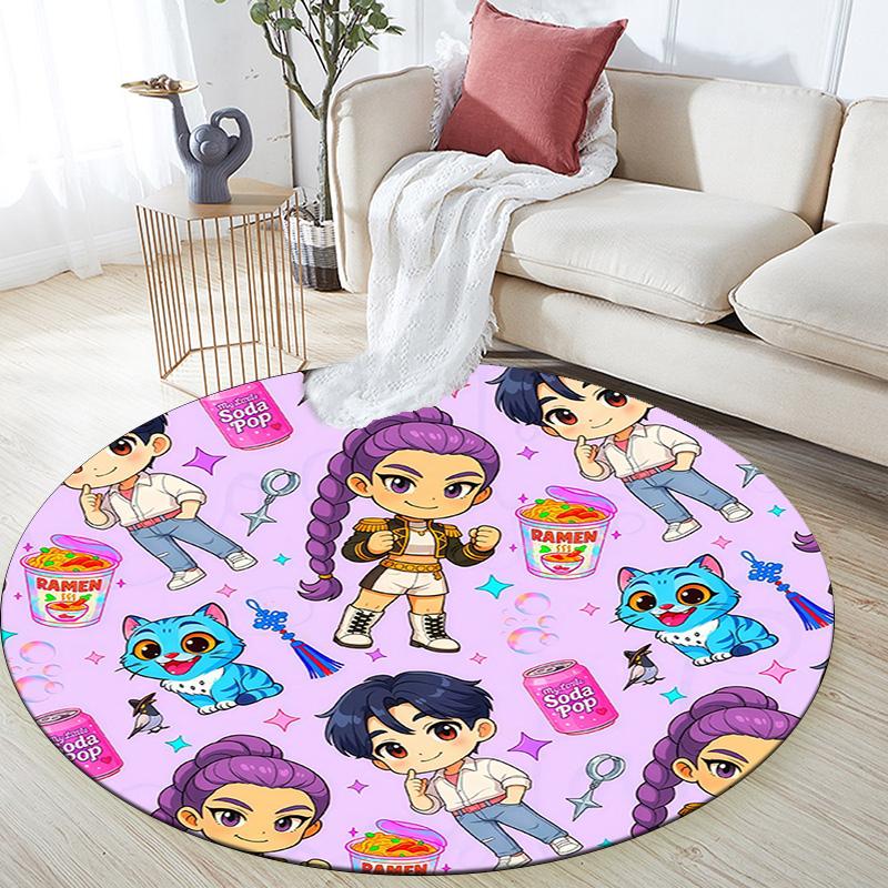 Huntrix Girl,Round Area Rug,Carpet Rug for Living Room Bedroom Sofa Playroom Decor,Non-slip Floor Mat